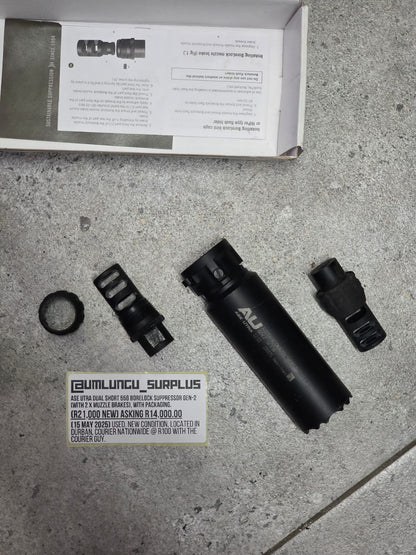 ASE UTRA Dual Short 556 Borelock Suppressor Gen-2, Used, in excellent condition.