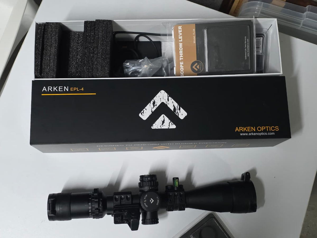 Arken Optics EPL4 4-16x44 FFP MIL VHR, with extras